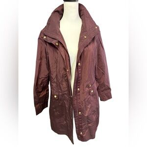 Cole Haan Signature Packable Hooded Rain Jacket women’s sz Large Eggplant Purple